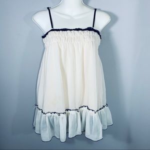 Pink Chiffon Babydoll Top With Black Accents